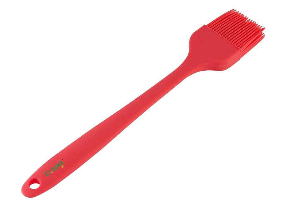 Clazkit Oil Brush for Cooking & Non-Stick Silicone Spatula (Set of 2) Baking & Mixing (RED)