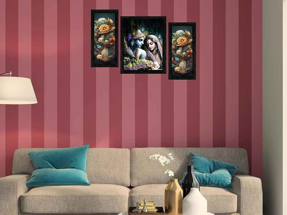 Indianara Set of 3 Radha Krishna Framed Art Painting | 10314