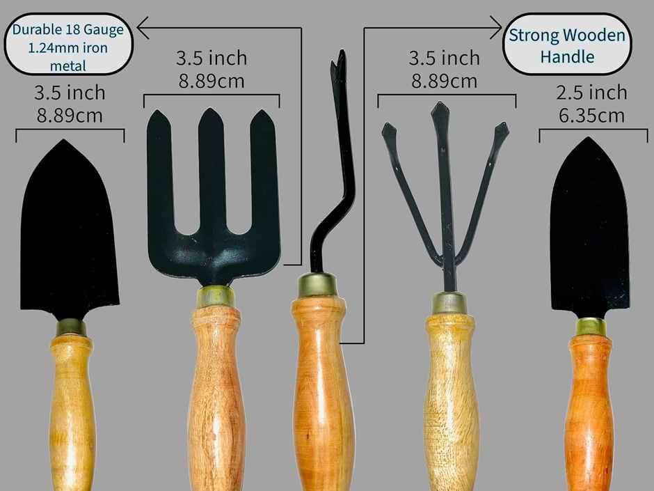 JetFire Wooden Handle Gardening Set of 5 Trowel Set Garden Tool Kit | 5 Tools
