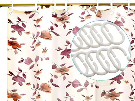 Kuber Industries Leaf Design PVC Shower Curtain with 8 Hook|Size 7 Feet (Cream | Washable)