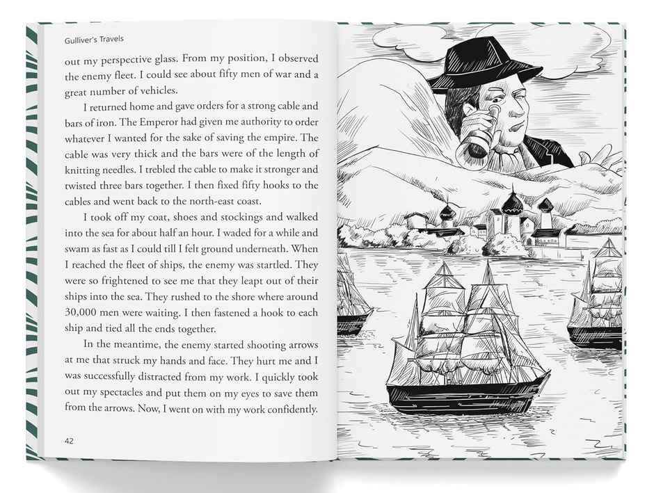 Gulliver Travels Illustrated Abridged Children Classics English Novel With Review Questions