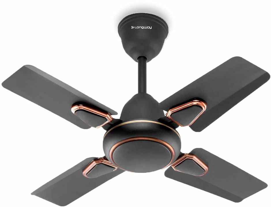 Longway Kiger P1 Ceiling Fan, 600mm/24 inch, Ultra High Speed, 4 Blade Anti-Dust Decorative Star Rated - Smoked Brown