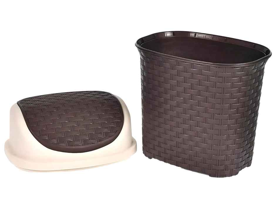 Kuber Industries 7 L Plastic Dustbin with Swing Lid | 31x25x18 cm | Brown