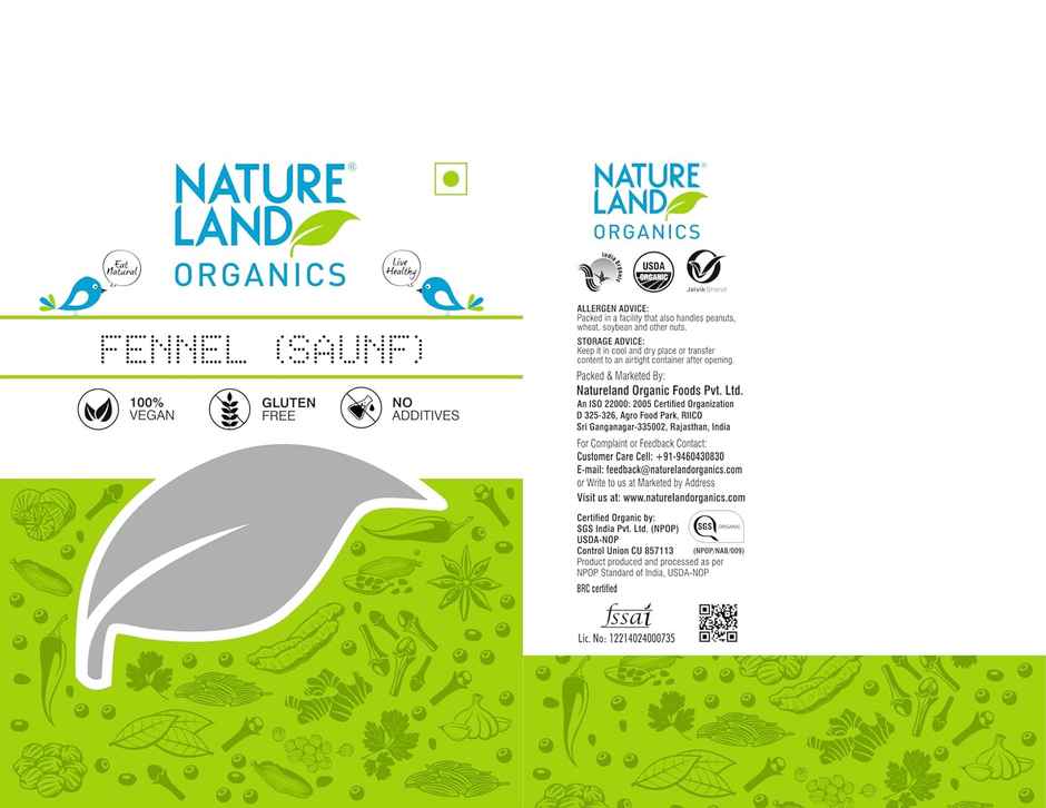 Natureland Fennel Organic Saunf Seeds