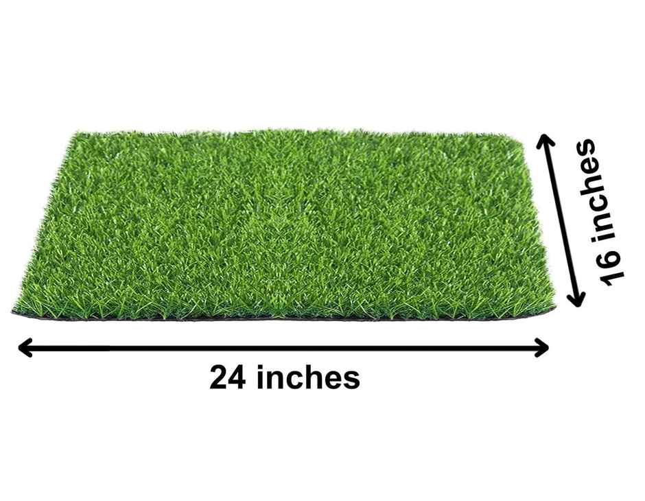 Kuber Industries 45mm Artificial Grass Plastic Turf Carpet Mat 16"x24" | Soft & Durable | Green