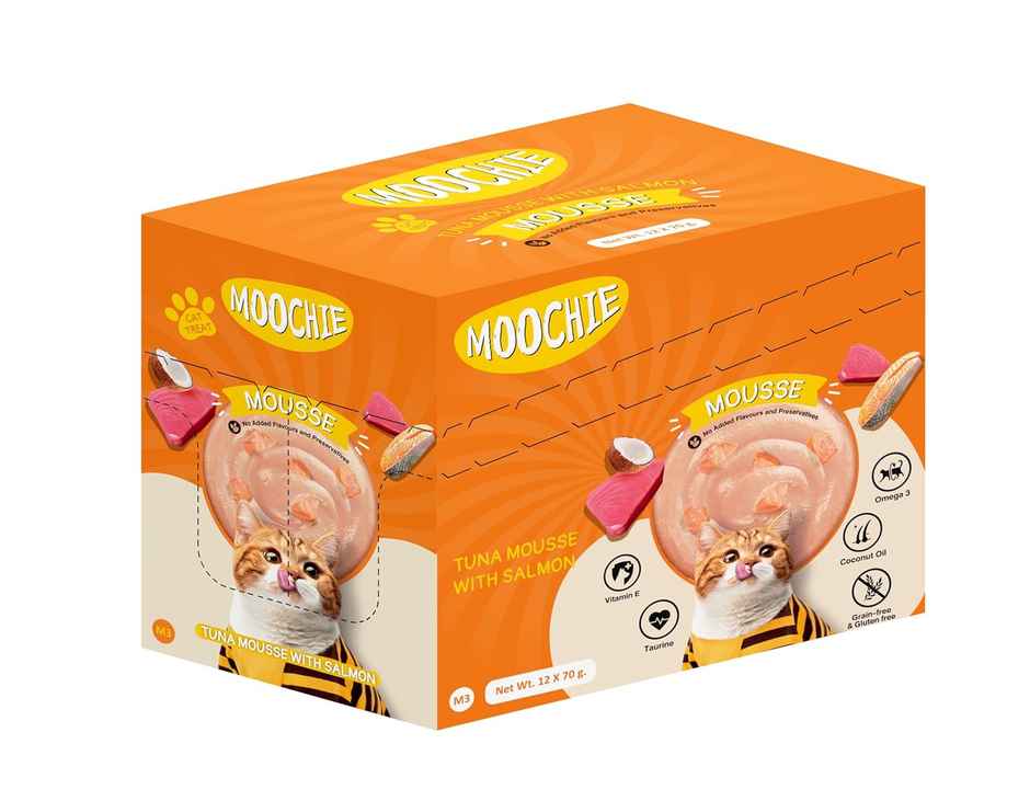Moochie Cat Wet Food - Mousse With Salmon In Gravy | Grain-Free & No Preservative