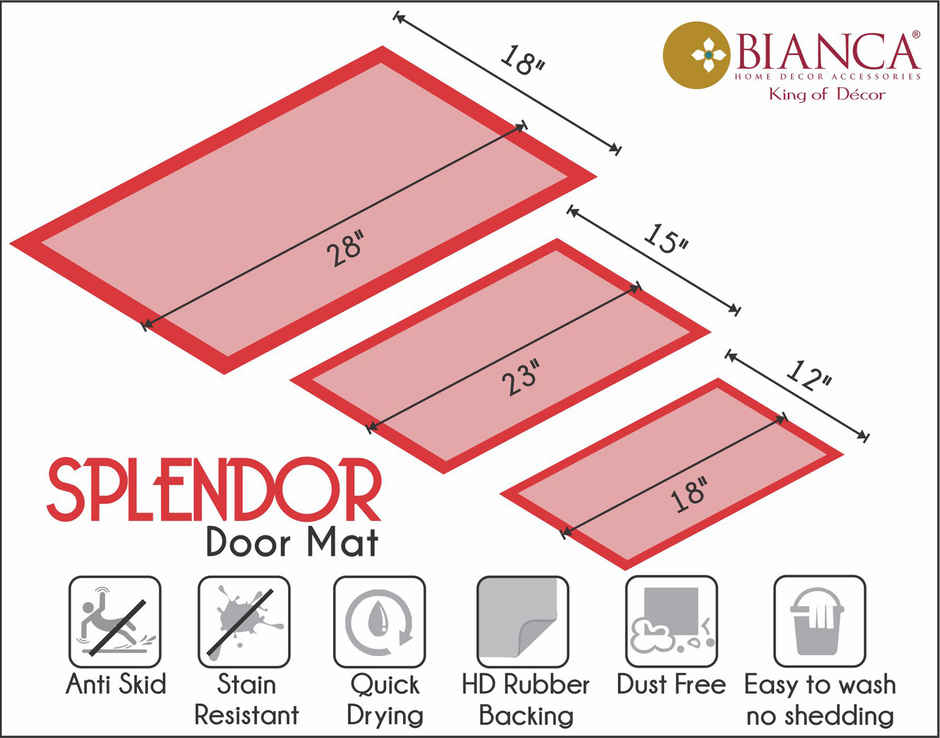 BIANCA Highly Durable Anti Slip Door Mat | 1 Pc Large Size | Splender | Roye Choco Orange
