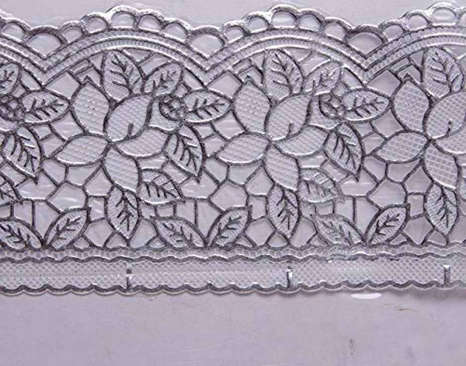 Kuber Industries PVC 4 Seater Center Table Cover|Silver Lace Transparent- Rectangle, KUBMART02706