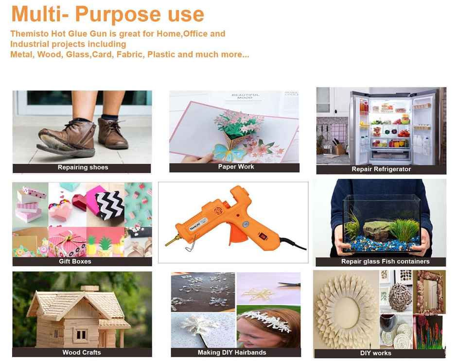 Themisto 150W Industrial Glue Gun With 5 Milky Super Strong Gumming Glue Sticks (150W)