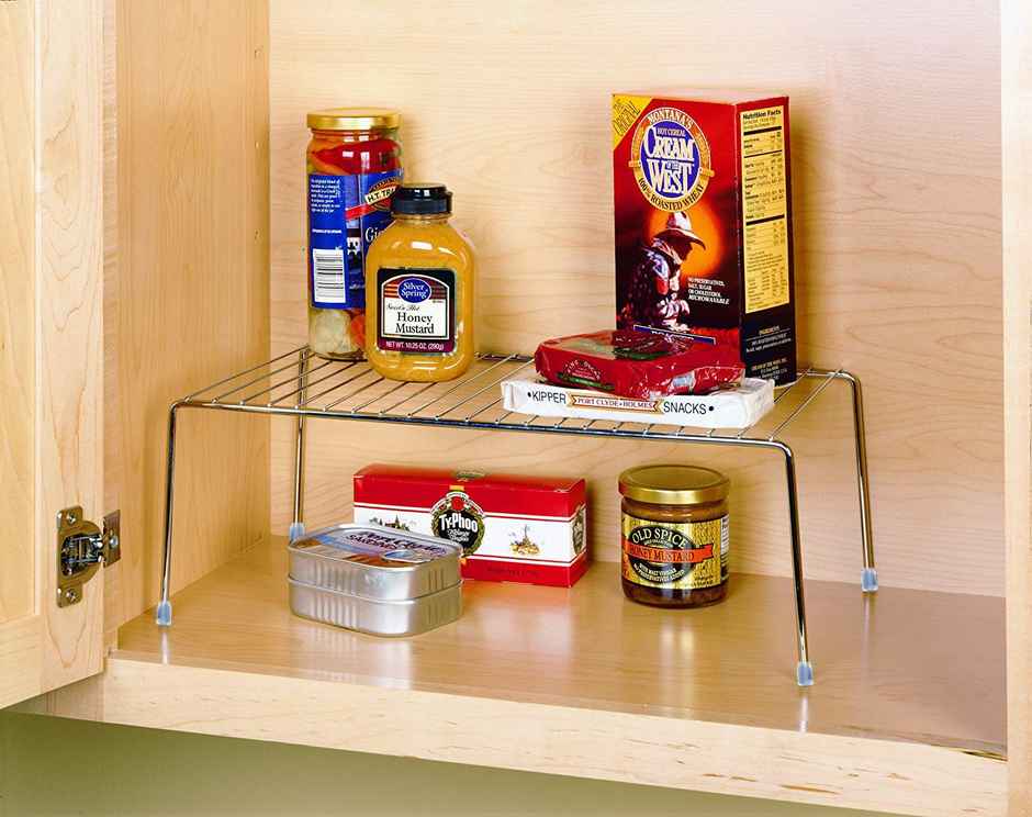 Plantex Stainless Steel Cabinet Shelf Divider for Kitchen Storage - Chrome Finish