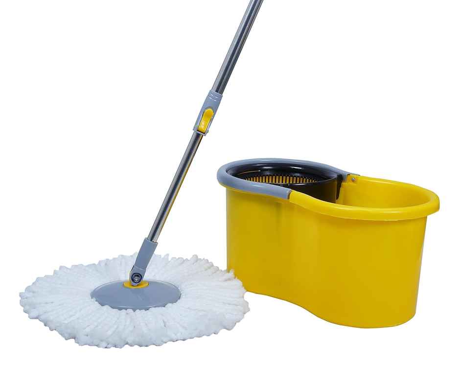 Esquire Elegant 360 Spin Bucket Mop Set With a Microfiber Refill - Yellow Color