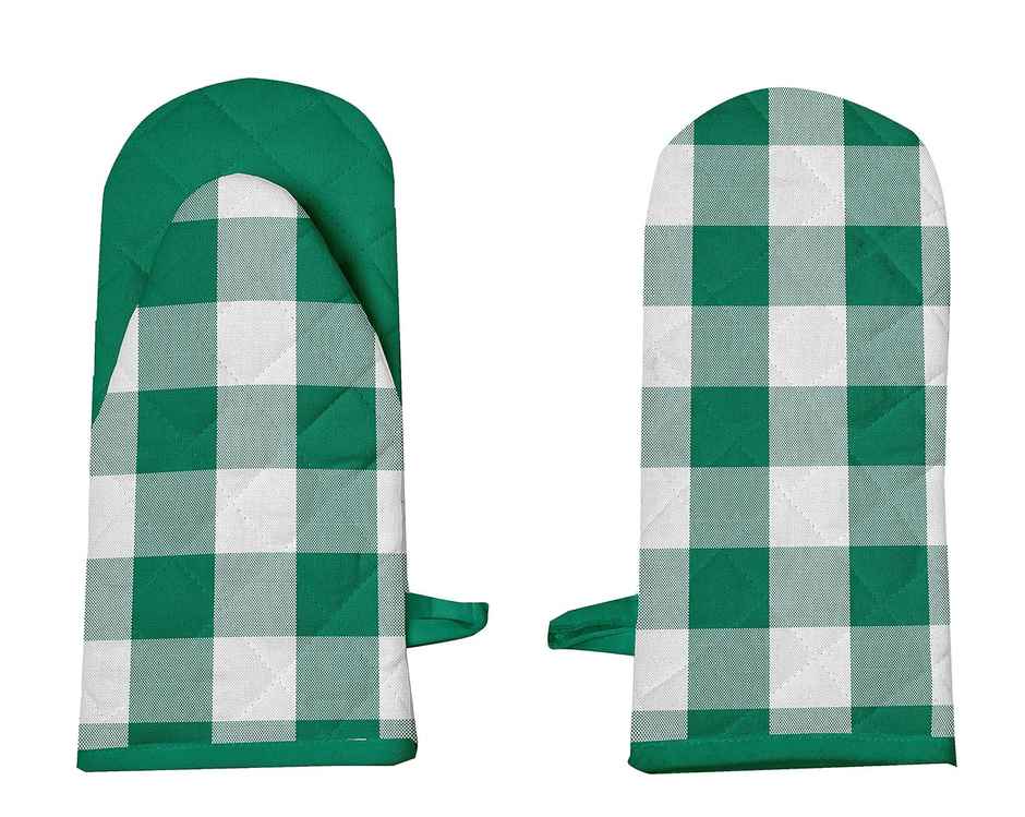 Lushomes Oven Gloves - Green Buffalo Checks | Frog Style