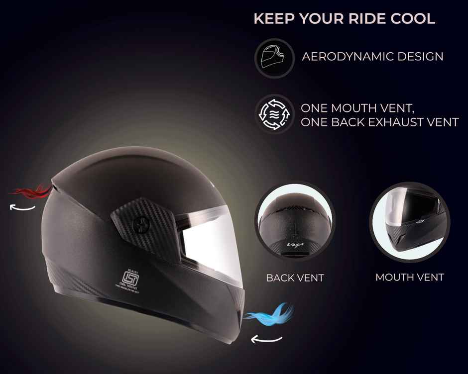 Vega Cliff Anti Scratch Visor Black Full Face Helmet-M