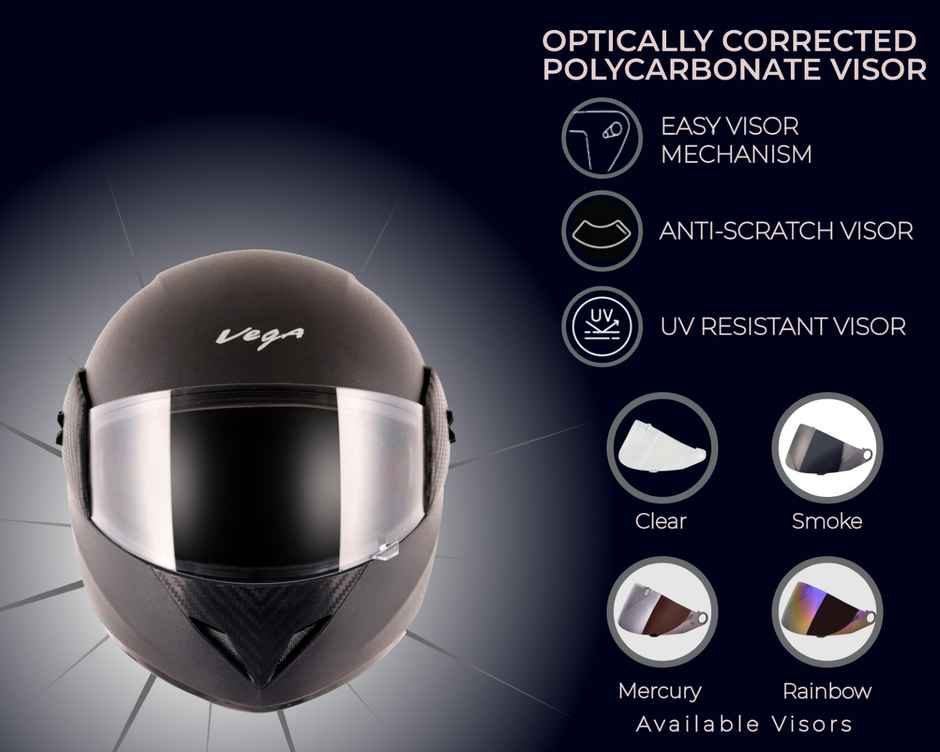 Vega Cliff Anti Scratch Visor Black Full Face Helmet-M