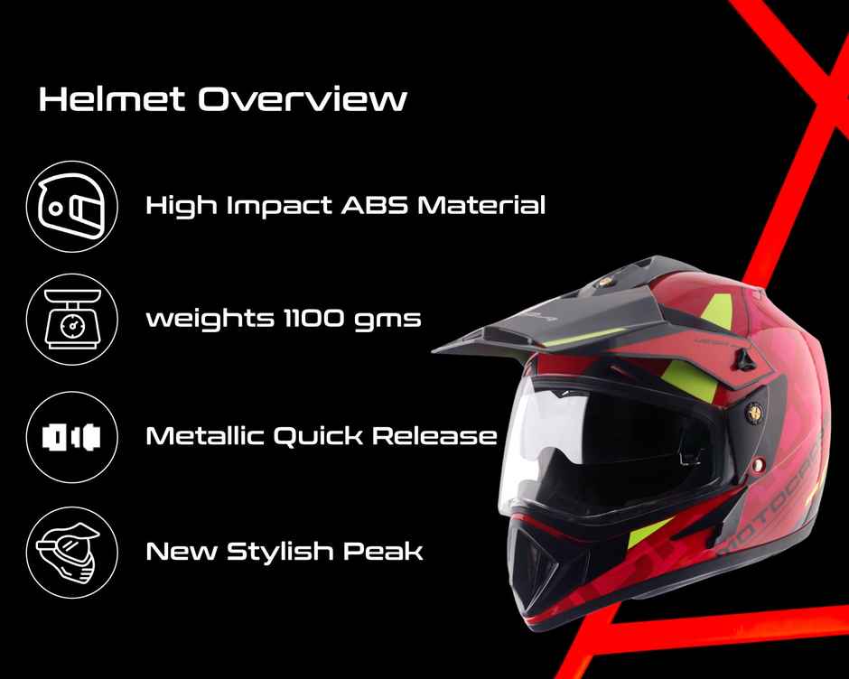 Vega Off-Road Motocross Lightweight Full Face Helmet-Red Black - L