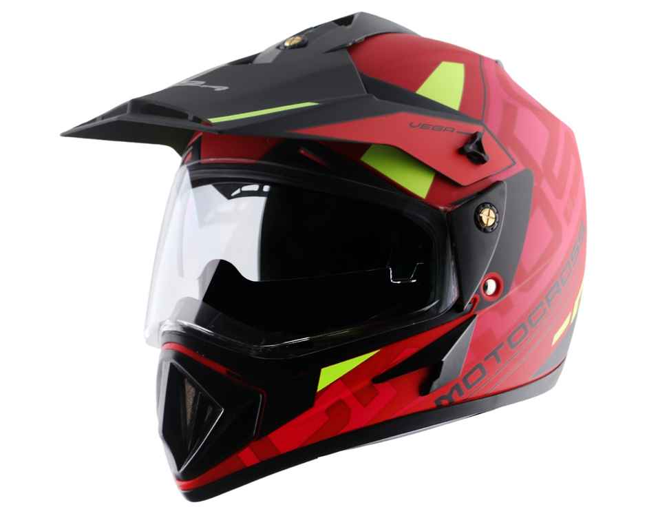 Vega Off-Road Motocross Lightweight Full Face Helmet-Dull Red Black - M