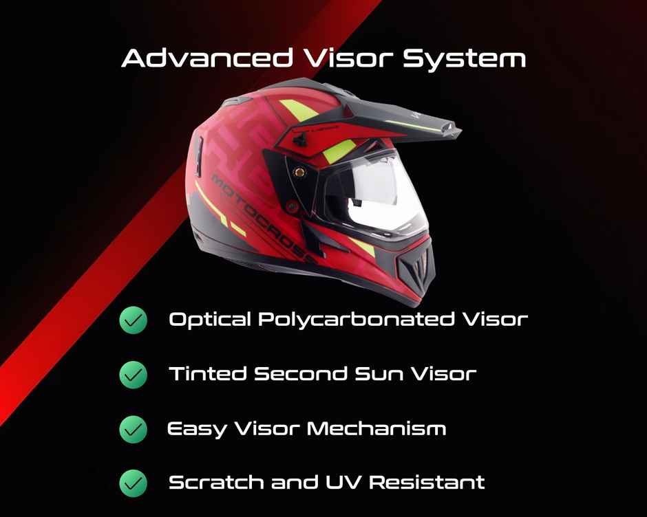 Vega Off-Road Motocross Lightweight Full Face Helmet-Dull Red Black - M