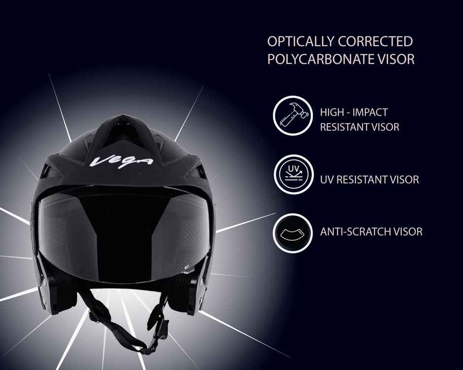 Vega Crux Open Face Black Helmet-L