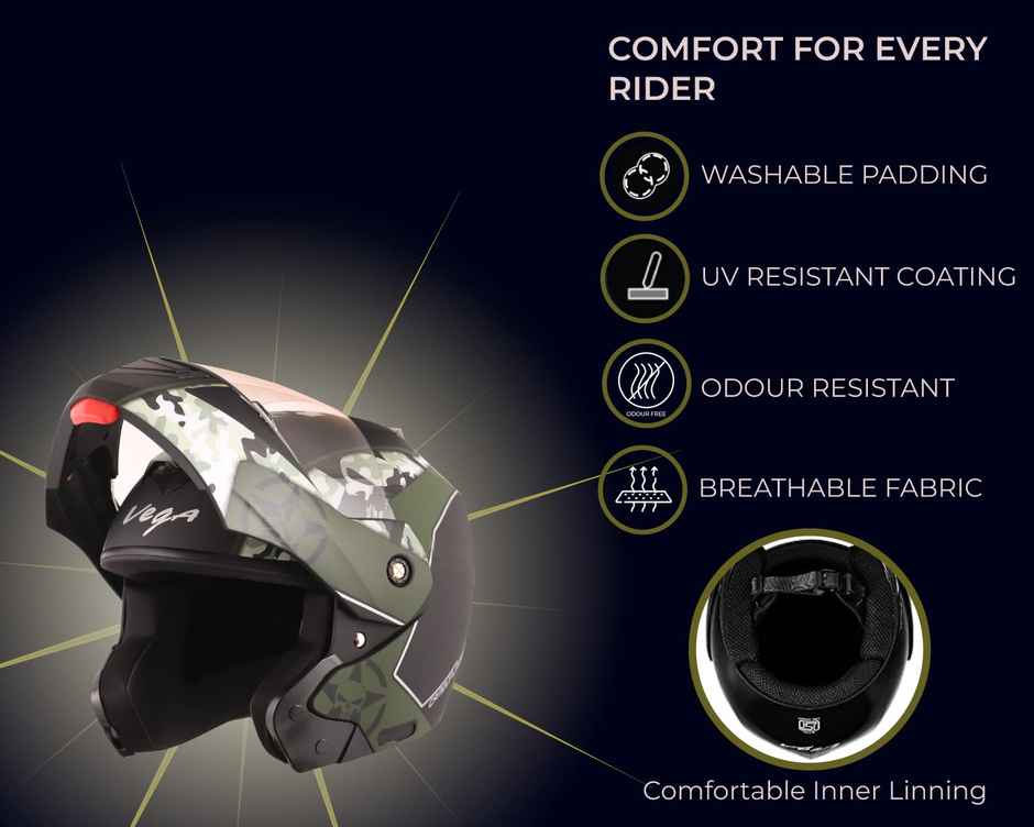 Vega Crux Dx Camouflage Dull Black Battle Green Helmet-L
