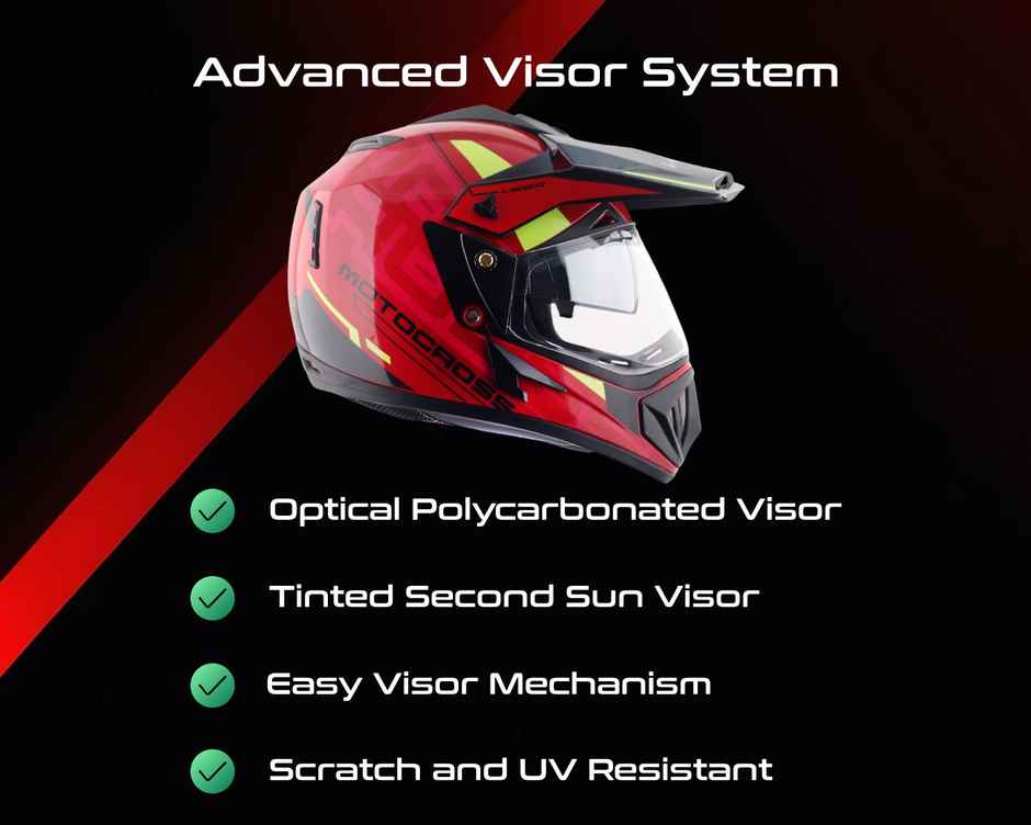 Vega Off-Road Motocross Lightweight Full Face Helmet-Red Black - L