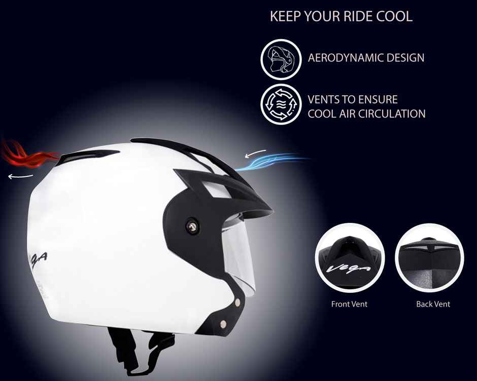 Vega Crux Open Face White Helmet-L