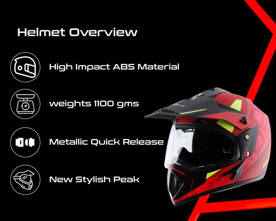 Vega Off-Road Motocross Lightweight Full Face Helmet-Dull Red Black - L