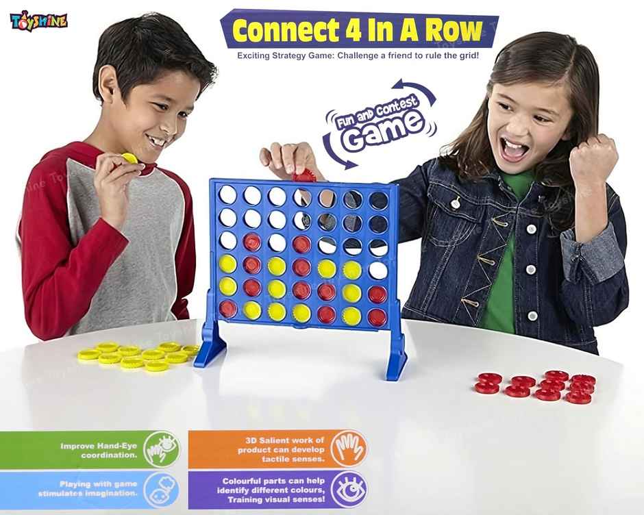Toyshine 4 In A Row Connect Exciting Strategy Game For 2 Players Indoor Family Fun Game