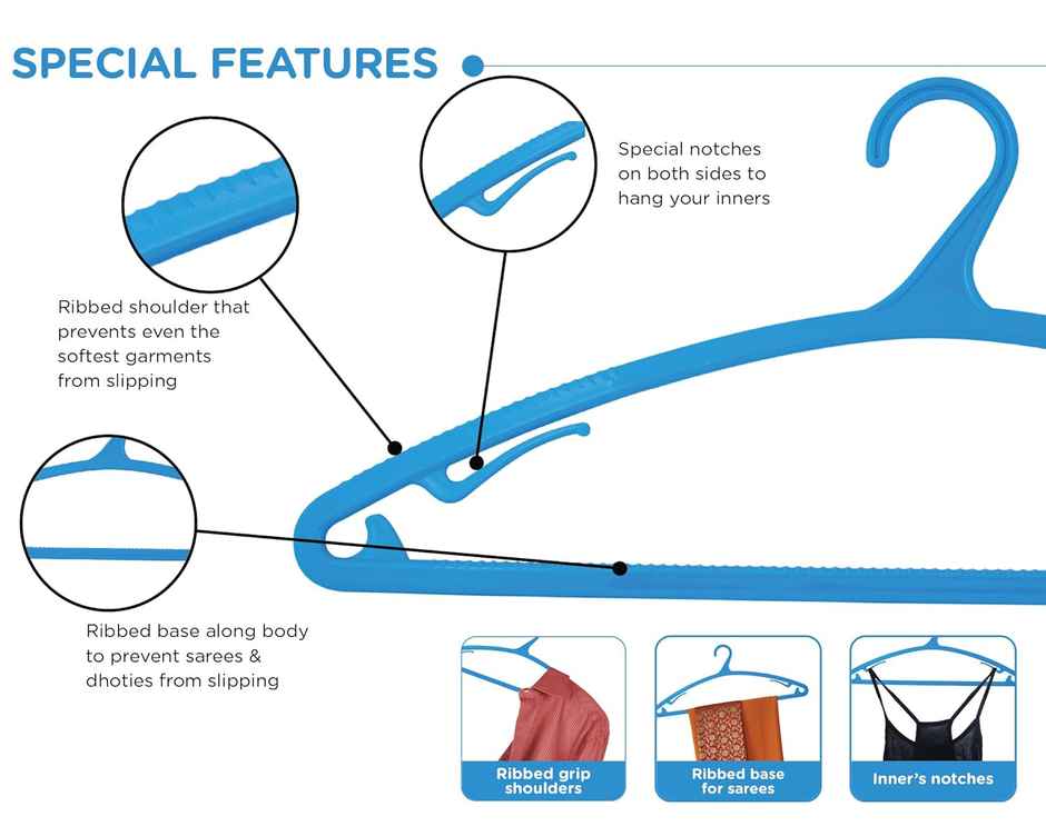 Happy To Hang 12 Piece Breeze Blu Polypropylene Hanger, Blue