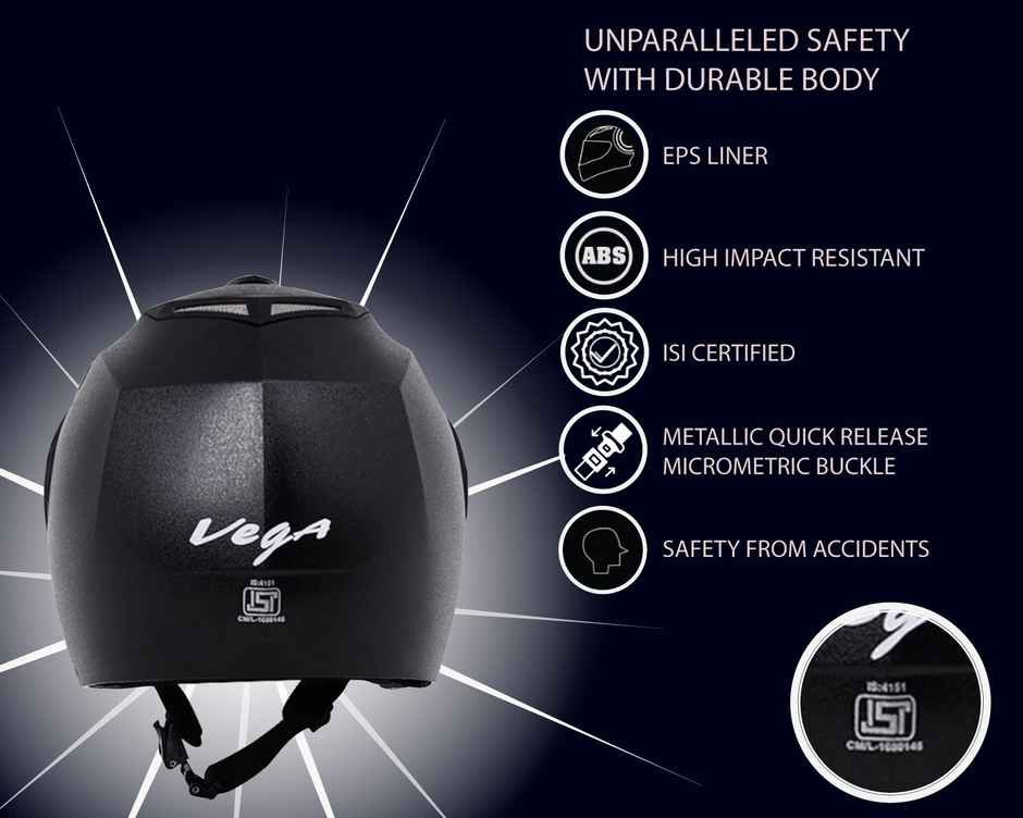 Vega Crux Open Face Black Helmet-L