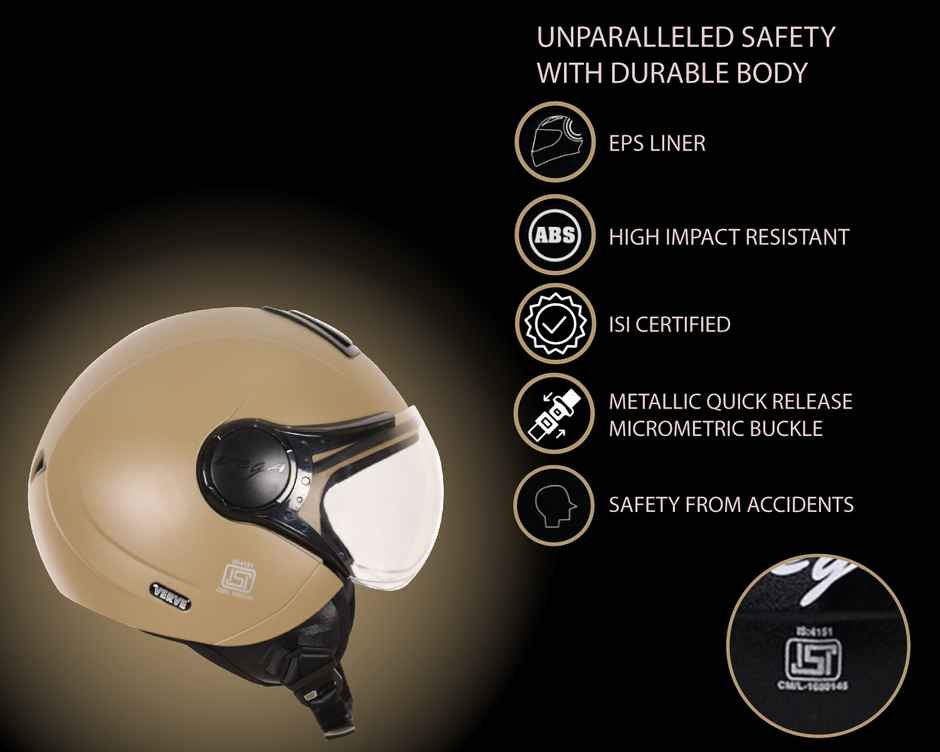 Vega Verve Lightweight Open Face Helmet for Women- Dull Desert Storm Helmet - S