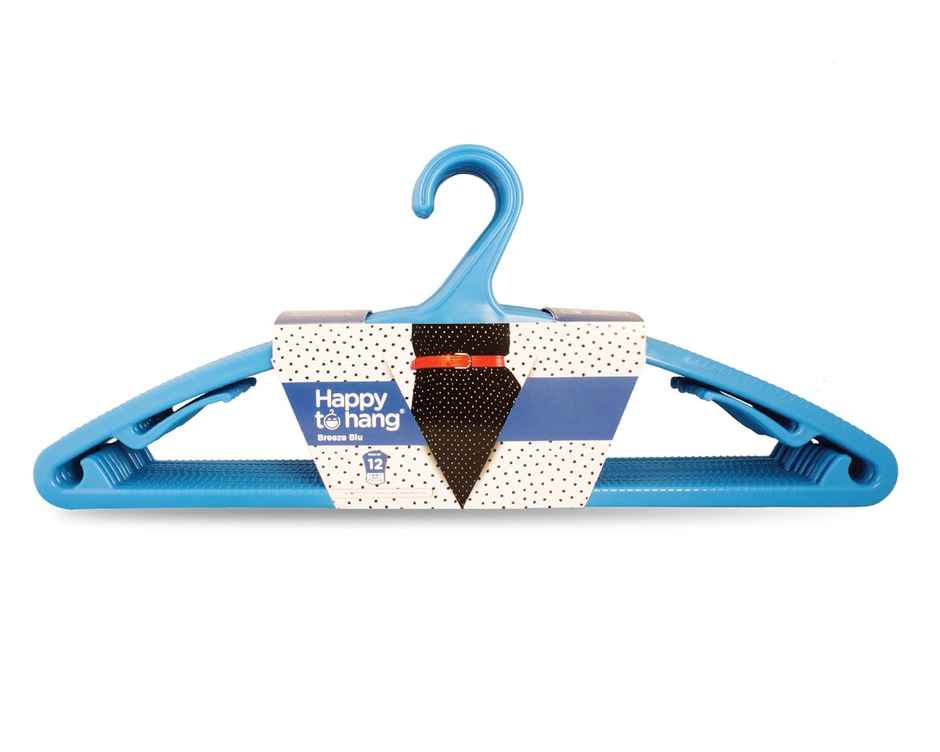 Happy To Hang 12 Piece Breeze Blu Polypropylene Hanger, Blue