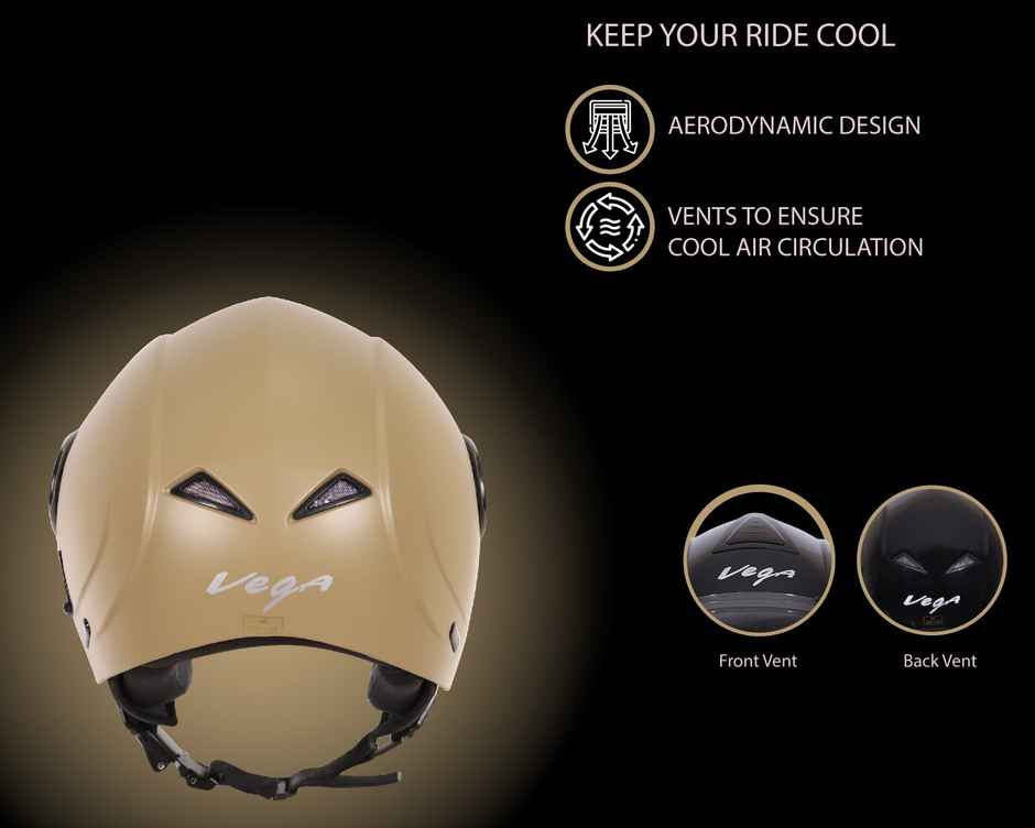 Vega Verve Lightweight Open Face Helmet for Women- Dull Desert Storm Helmet - S