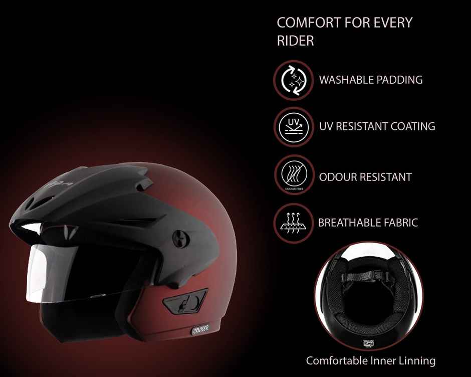 Vega Cruiser W/P Dull Burgundy Helmet-M