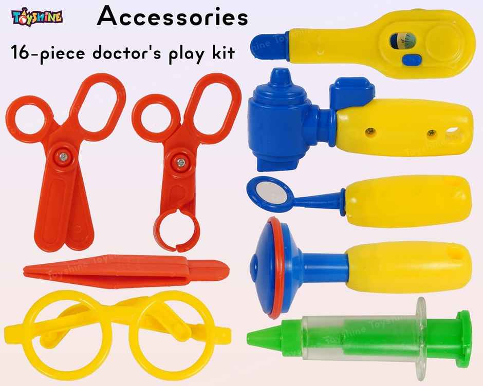 Toyshine 2 In 1 Doctor Vehicle Mini Bus Baby Ride On Cum Doctor Play 16 Pc Set For Kids