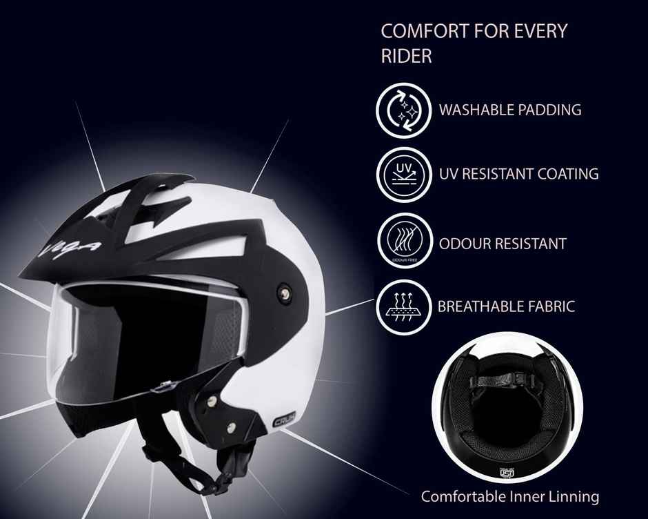 Vega Crux Open Face White Helmet-M