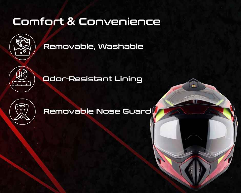 Vega Off-Road Motocross Lightweight Full Face Helmet-Red Black - M