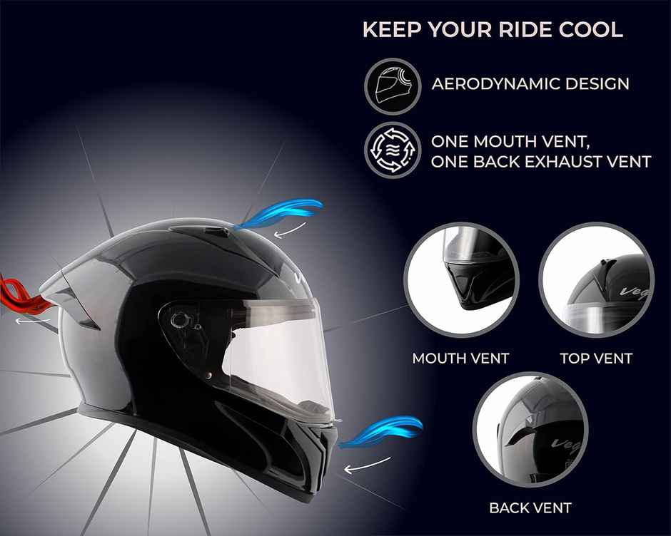 Vega Bolt Black Helmet | M