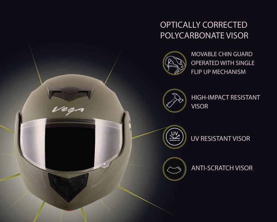 Vega Crux Dx Dull Battle Green Helmet-L