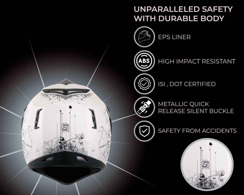 Vega Off Road D/V Sketch White Silver Helmet-M