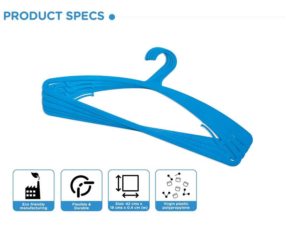 Happy To Hang 12 Piece Breeze Blu Polypropylene Hanger, Blue