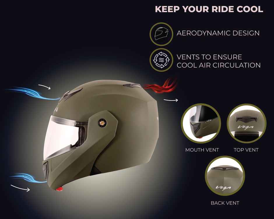 Vega Crux Dx Dull Battle Green Helmet-L