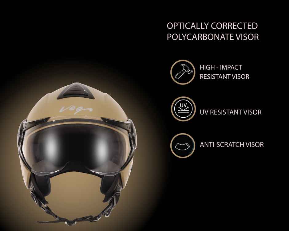 Vega Verve Lightweight Open Face Helmet for Women- Dull Desert Storm Helmet - M