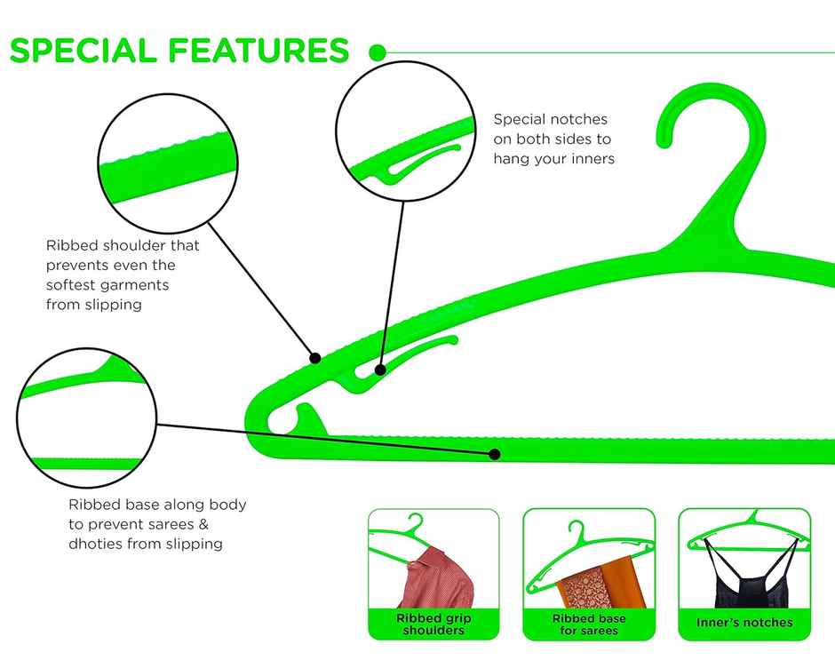 Happy To Hang 12 Piece Breeze Grass Polypropylene Hanger, Green