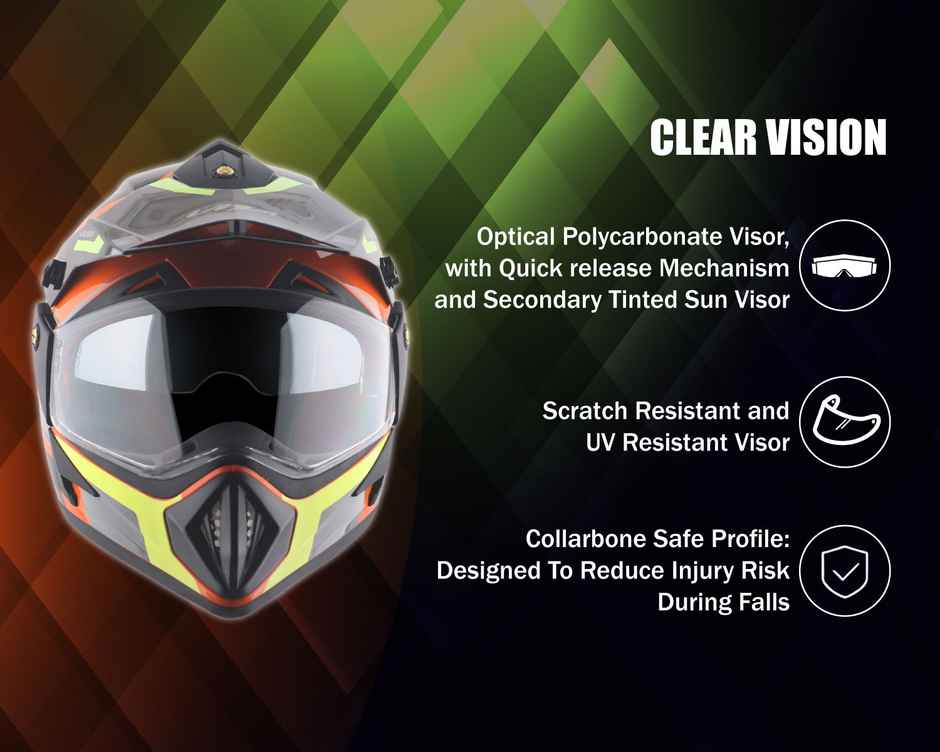 Vega Off-Road Race 3 Lightweight Full Face Helmet-Orange Black - M