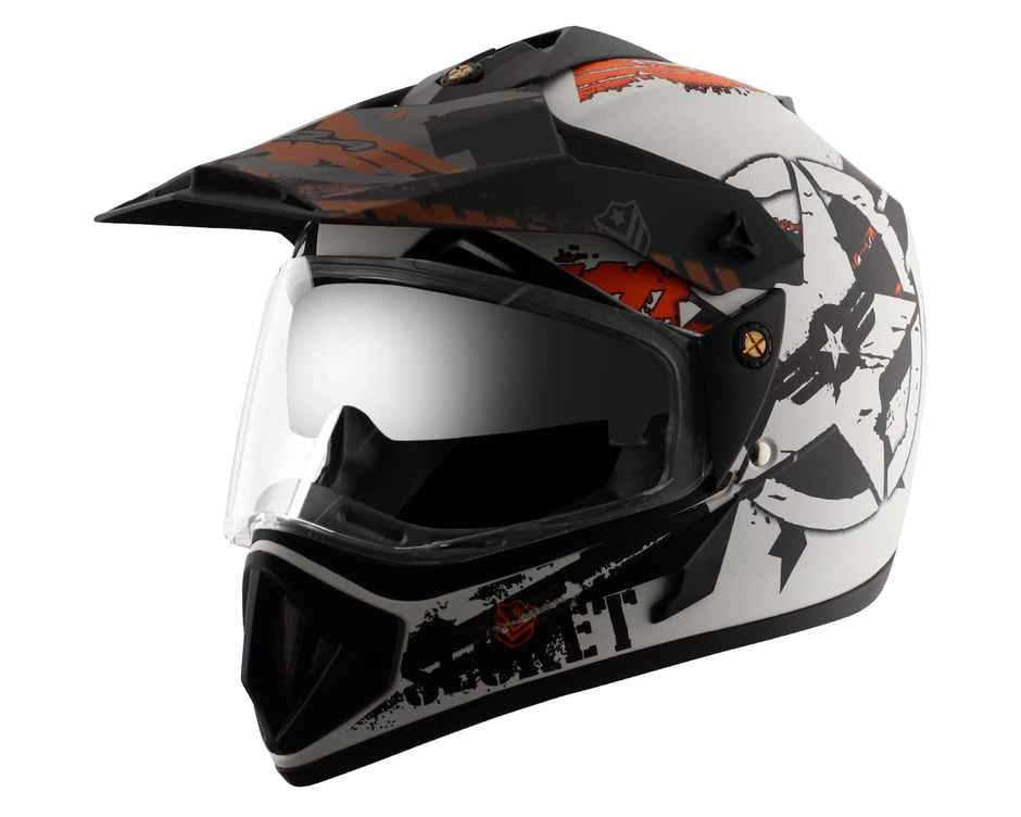 Vega Off Road D/V Secret Dull White Black Helmet-M