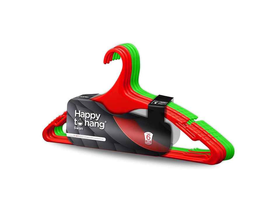 Happy To Hang Swan 6 Piece Polypropylene Hanger, Green And Red