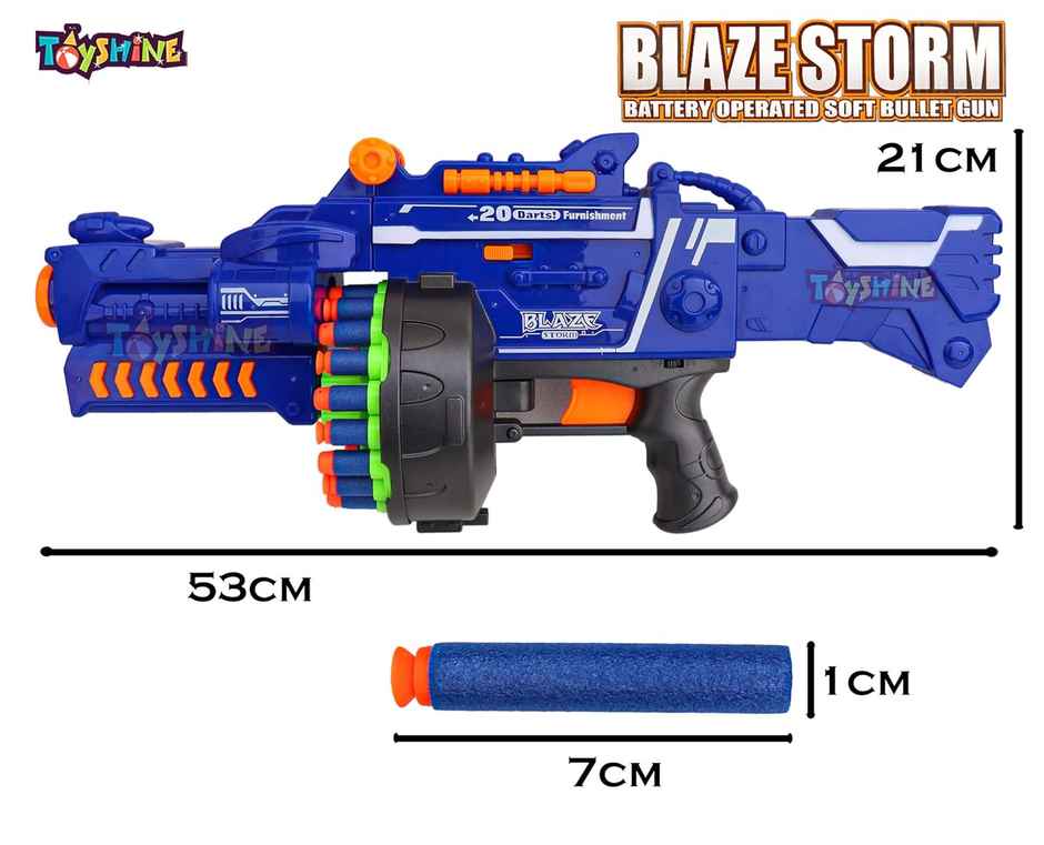Toyshine Blaze Storm Soft Bullet Gun with 40 Darts Included, Blue