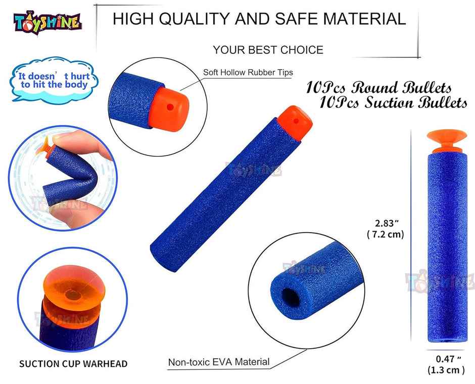 Toyshine Gizmo Foam Blaster Gun Toy With 20 Bullets (Multi Color)