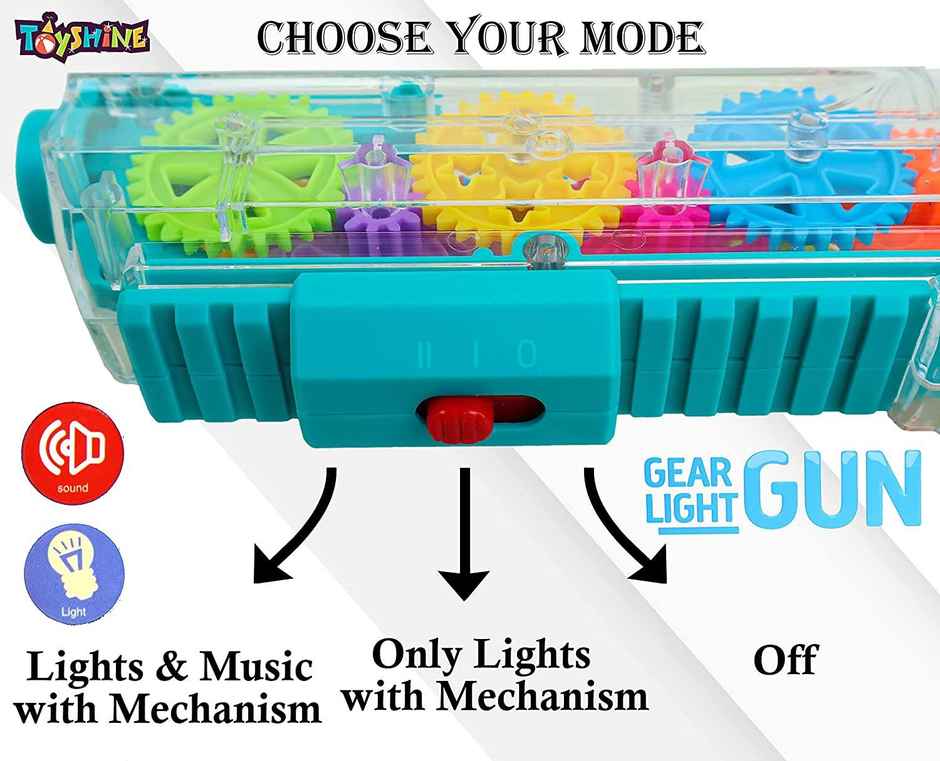 Toyshine Musical Transparent Gun Toy | 3D Lights for Ages 2-5