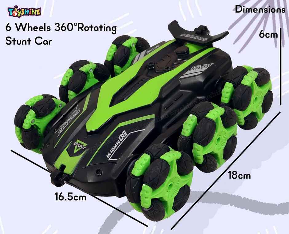 Toyshine 6 Wheels 360� Rotating Remote Control Stunt Car Swing Arm Off Road 2.4Ghz Assorted